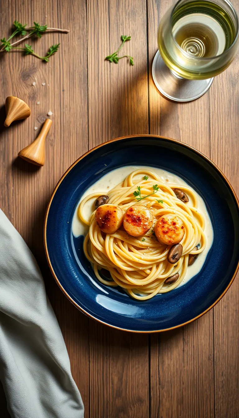 About This mushroom scallop pasta Recipe