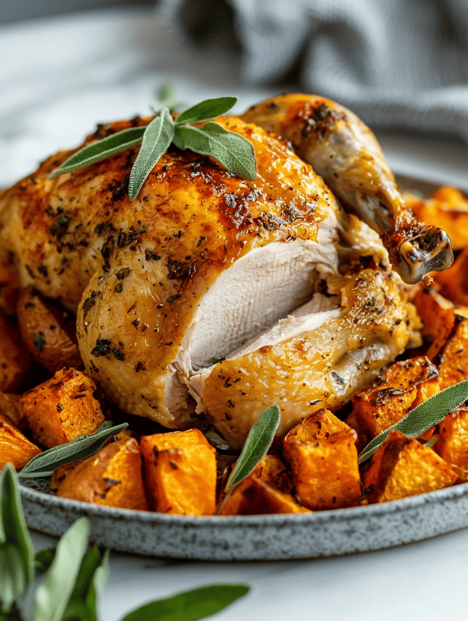 Autumnal Harmony: Roasted Chicken with Sweet Potatoes & Thyme