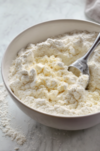 Add the cold butter and cut it into the flour mixture