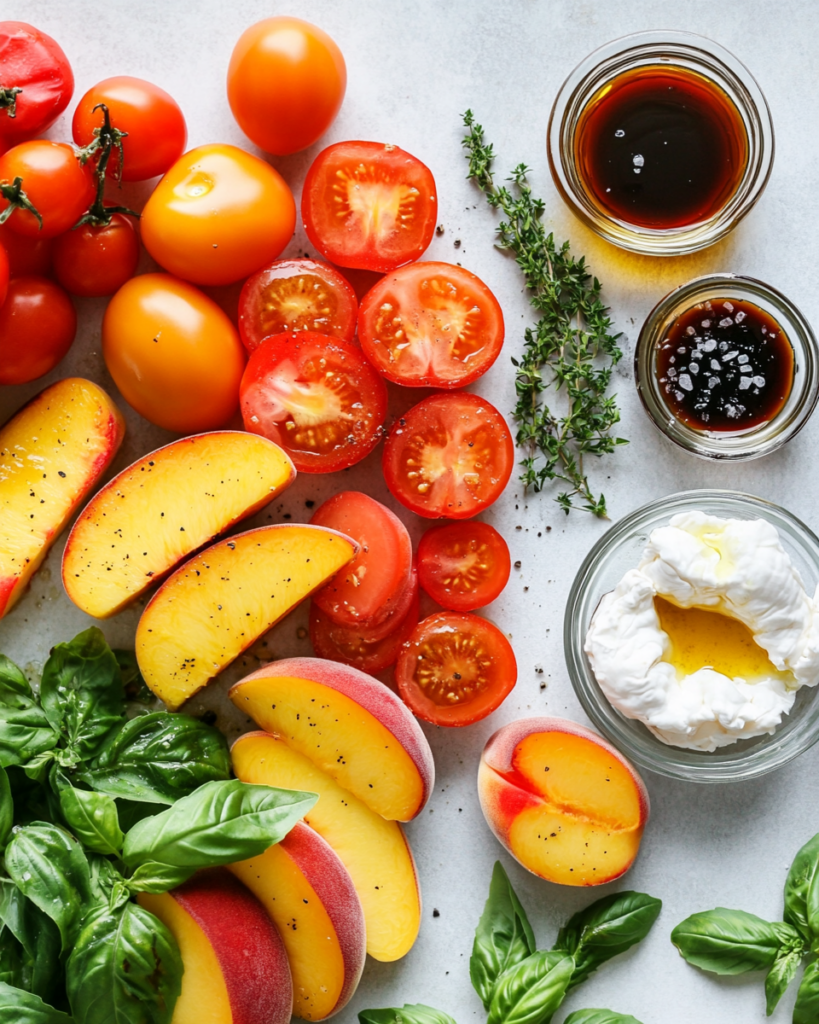 Peach Caprese Salad with Burrata Ingredients