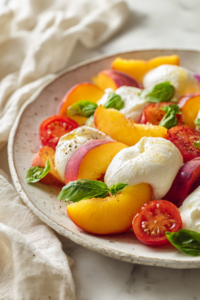 Tear the burrata gently and place pieces across the salad