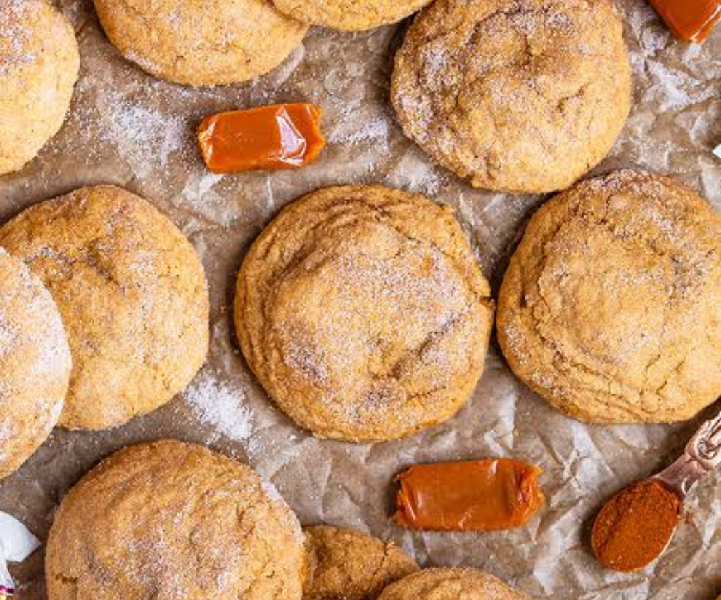 Caramel-Stuffed Pumpkin Snickerdoodles