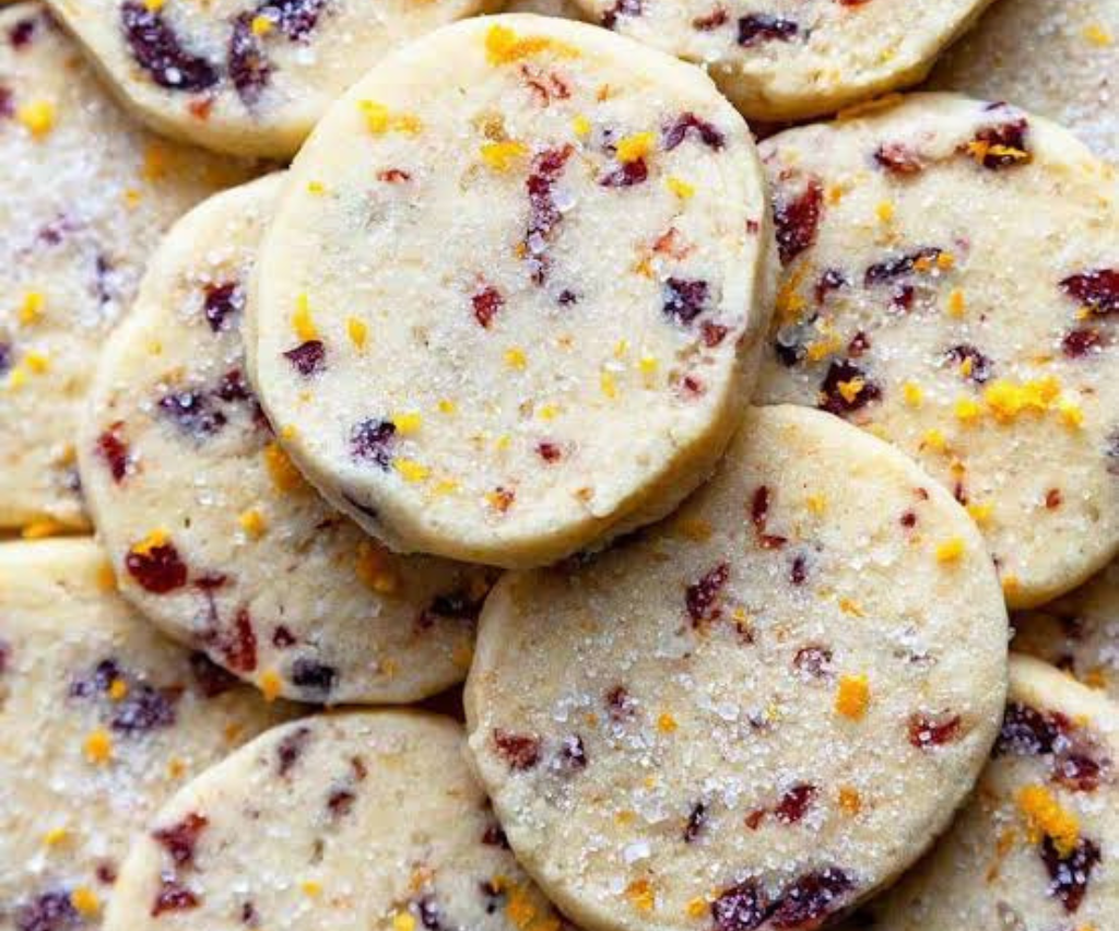 Cranberry Orange Shortbread Cookies