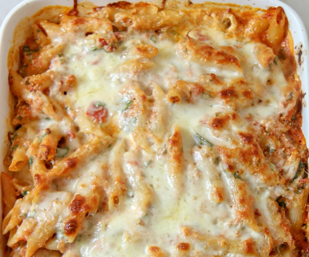 Mushroom and Spinach Baked Ziti