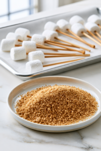 Place the crushed graham crackers