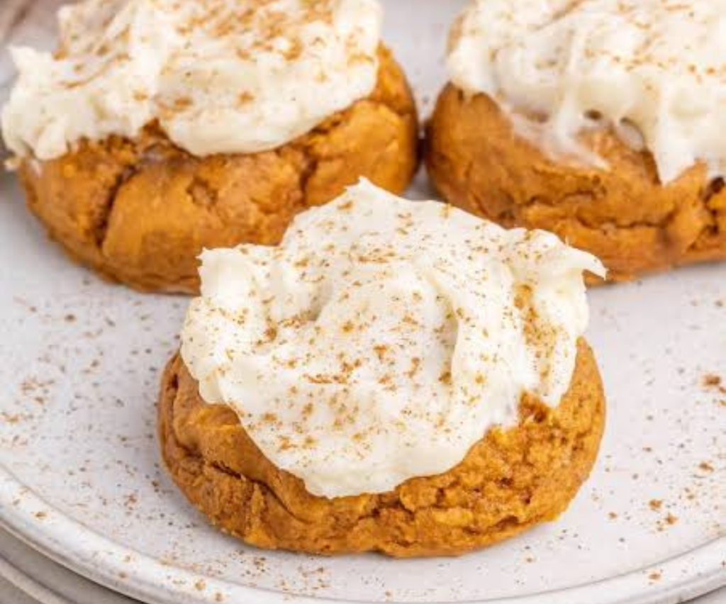 Pumpkin Cookies with Cream Cheese Frosting