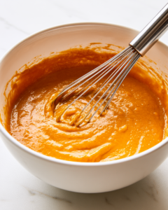 In a separate bowl, whisk the pumpkin puree, granulated sugar