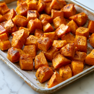 Toss the pumpkin cubes with olive oil, smoked paprika