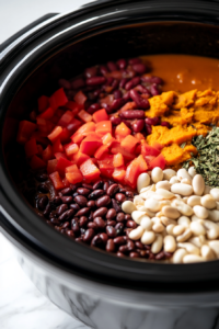 Transfer the cooked vegetables to the slow cooker