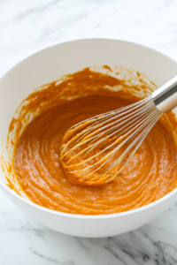 In a separate large bowl, whisk the pumpkin puree