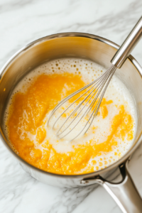 Warm the milk in a saucepan over medium heat