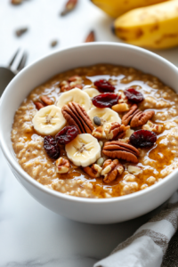 Spoon the oatmeal into serving bowls
