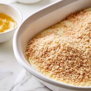 Combine the panko breadcrumbs with the melted butter