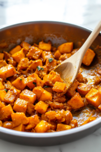 Add the pumpkin cubes and stir