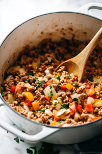 Stir in the diced onion and bell pepper.