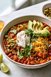 Ladle the chili into bowls and finish