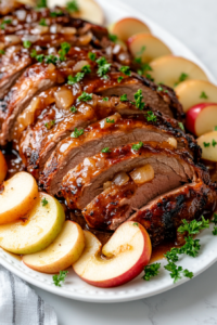 Slice or shred the pork, spoon the warm apple cider